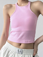 Ribbed Round Neck Crop Tank Top - Ladyez
