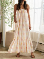 Printed Maxi Lounge Dress with Ruffled Hem - Ladyez