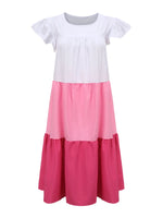Full Size Color Block Tiered Ruffle Summer Dress Plus Size