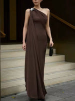 One-Shoulder Draped Maxi Dress