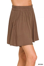 Zenana Woven Elastic Band Shorts With Pocket