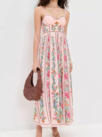 Floral Print Sweetheart Neck Dress