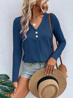 Full Size V-Neck Long Sleeve T-Shirt Plus Size