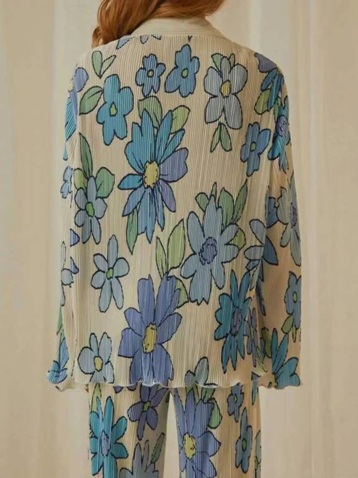 Printed Button Up Shirt and Pants Set