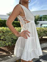 Deep V-Neck Tiered Mini Dress