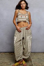 POL Floral Embroidered Cropped Crochet Cami with Scalloped Hem