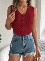 Openwork V-Neck Knit Vest