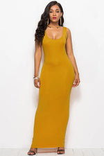 Scoop Neck Wide Strap Maxi Dress - Ladyez