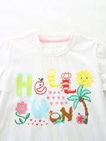Children's Cartoon Graphic Ruffle Trim Tee & Plaid Shorts Set