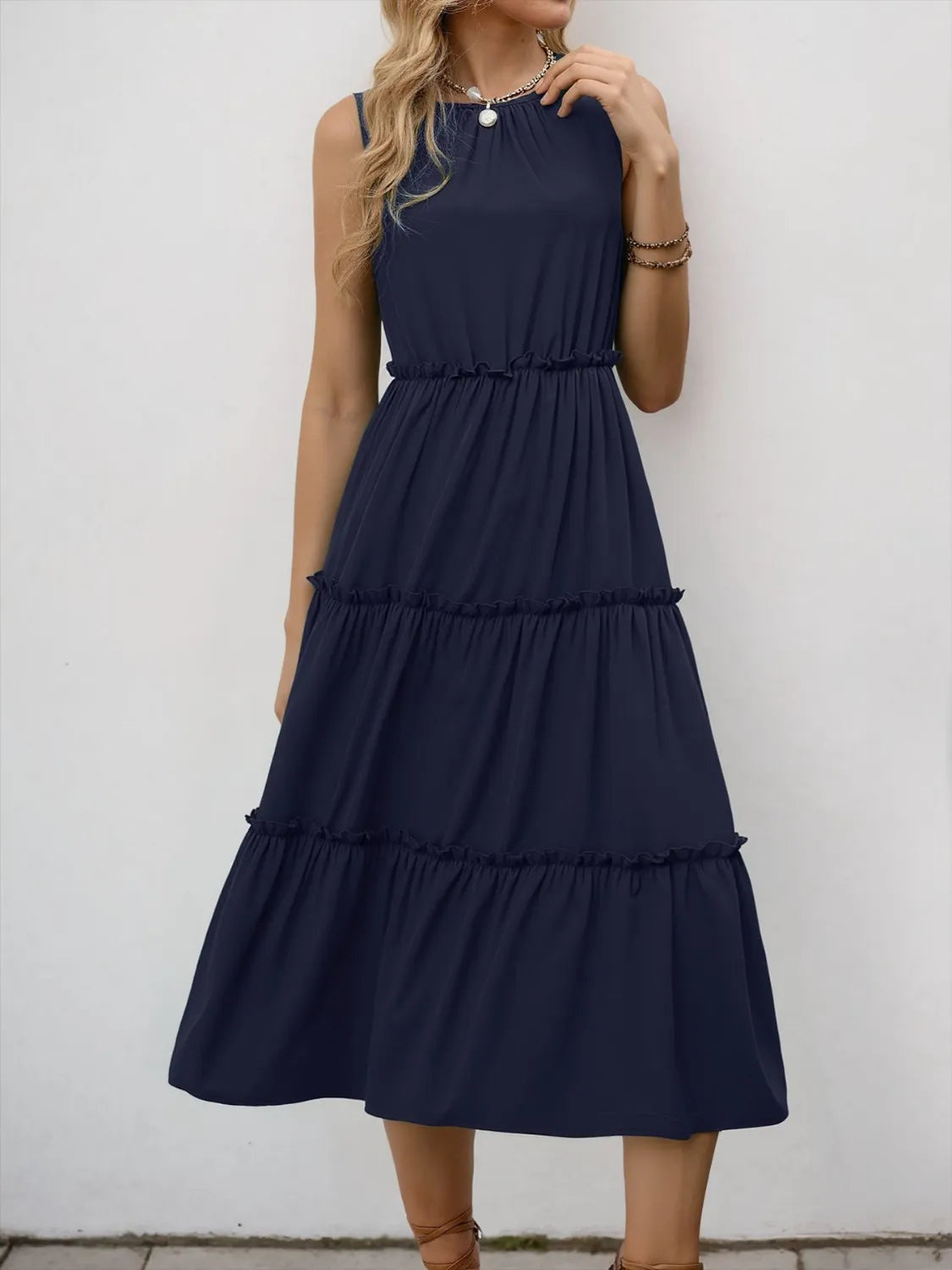 Frill Tiered Midi Dress