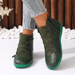 Lace-Up Faux Leather Ankle Boots