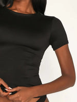 Round Neck Short Sleeve Swim Top - Ladyez