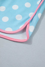 Polka Dot Contrast Trim Top and Drawstring Shorts Set