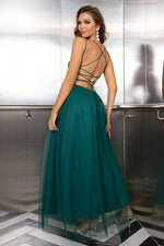 Lace-Up Backless Mesh Dress - Ladyez