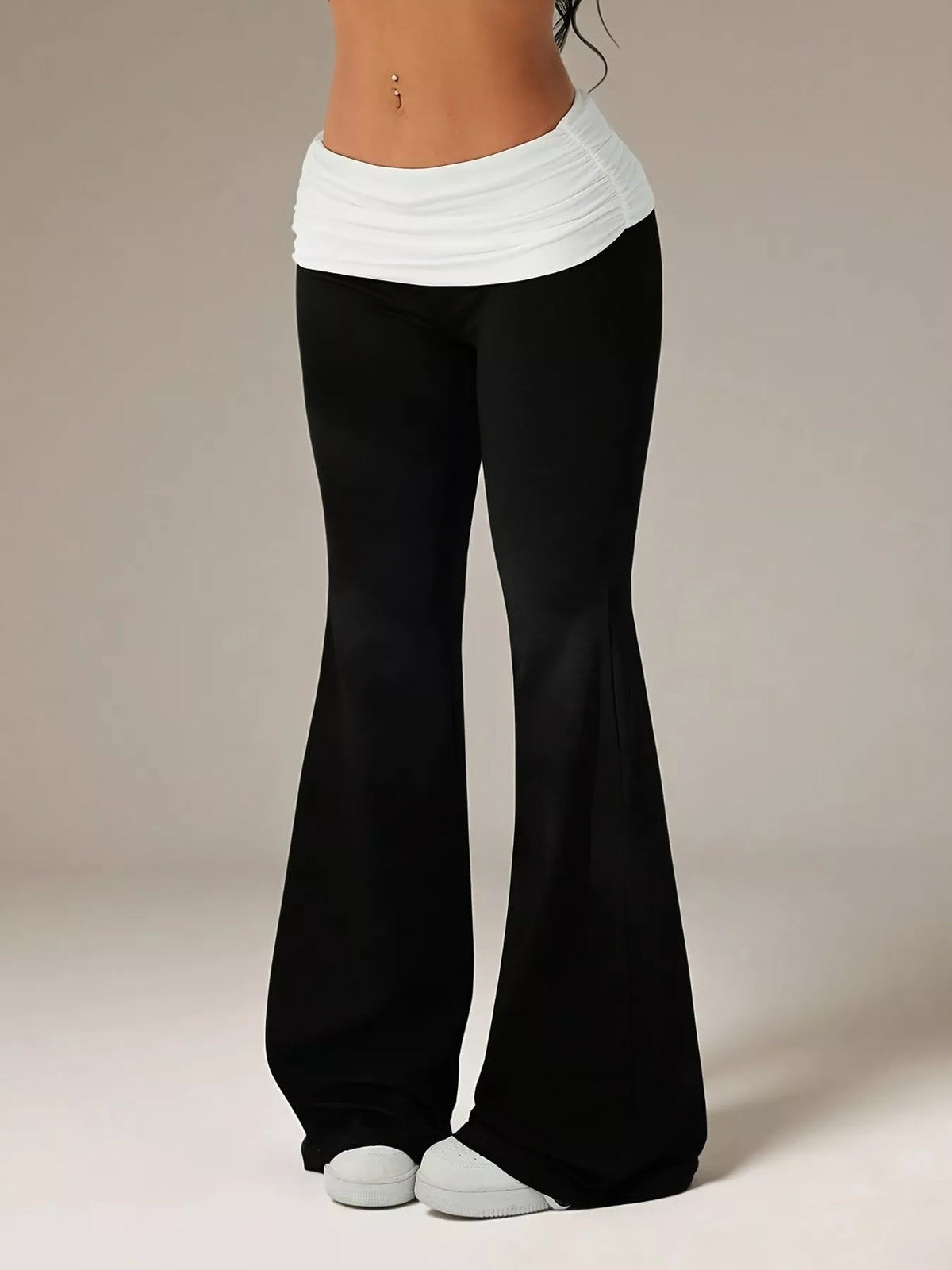 High-Waisted Polka Dot Flare Pants