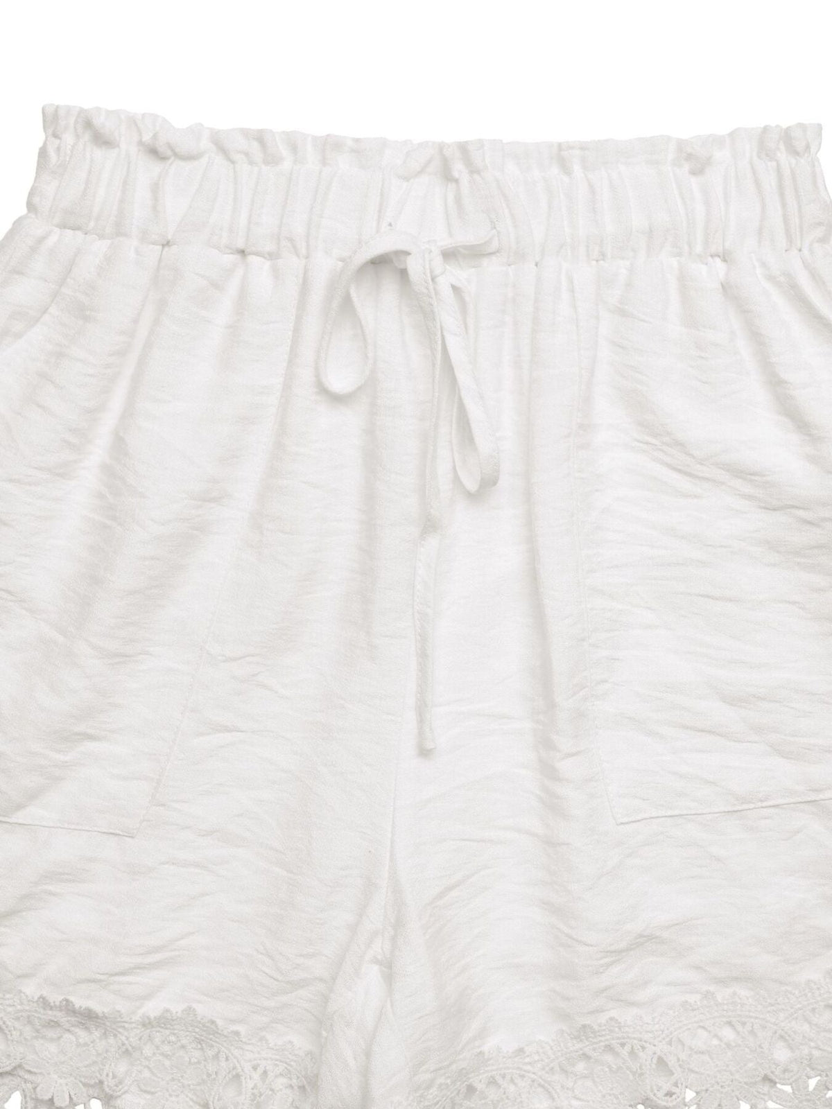 Lace Trim Drawstring Waist Shorts