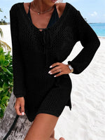 Openwork Tie Neck Cover-Up - Ladyez