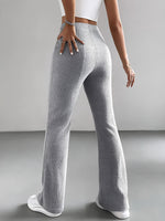 Ribbed Knit High Waist Flare Pants
