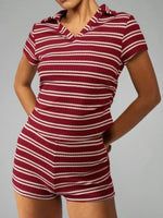 Striped Knit Short Sleeve Top & Shorts Set