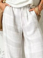 Full Size Sleeveless Cowl Neck Top and Plaid Wide-Leg Pant Two-Piece Set Plus Size