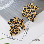 Alloy Leopard Print Leaf Earrings