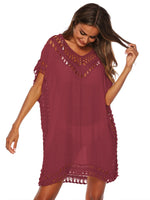 Bohemian Crochet Trim Beach Cover Up Dress - Ladyez