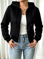 Hooded Zip-Up Texture Jacket