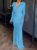 Ruched Long Sleeve Maxi Dress