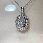 8 Carat Moissanite 925 Sterling Silver Pendant Necklace