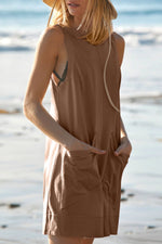 Lovelet Round Neck Sleeveless Romper with Pockets - Ladyez