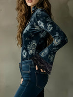 Lace Trim Flare Sleeves Blouse