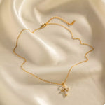 18K Gold-Plated Stainless Steel Zircon Cross Necklace