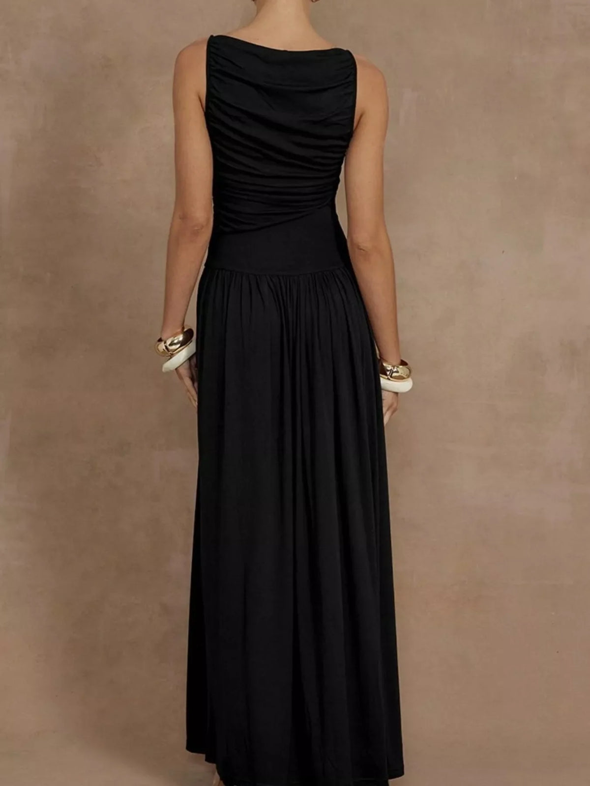 Full Size Ruched Sleeveless Maxi Dress Plus Size