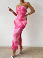 Printed Side Slit Tube Dress - Ladyez