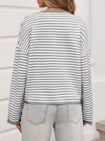 Striped Button-Down Knit Cardigan