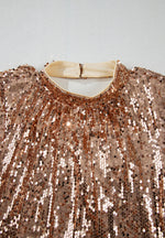 Backless Sequin Mock Neck Long Sleeve Mini Dress - Ladyez