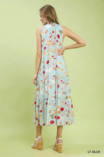 Umgee Abstract Print Tiered Halter Midi Dress