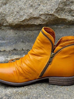 Round Toe Block Heels Boots - Ladyez