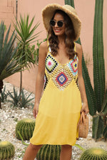 Geometric V-Neck Spaghetti Strap Cover Up Dress - Ladyez