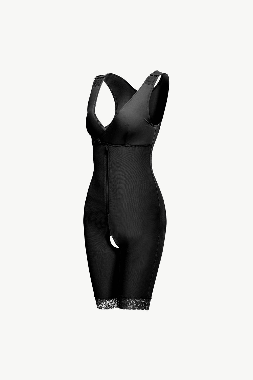 Full Size Lace Trim Shapewear with Zipper - Ladyez