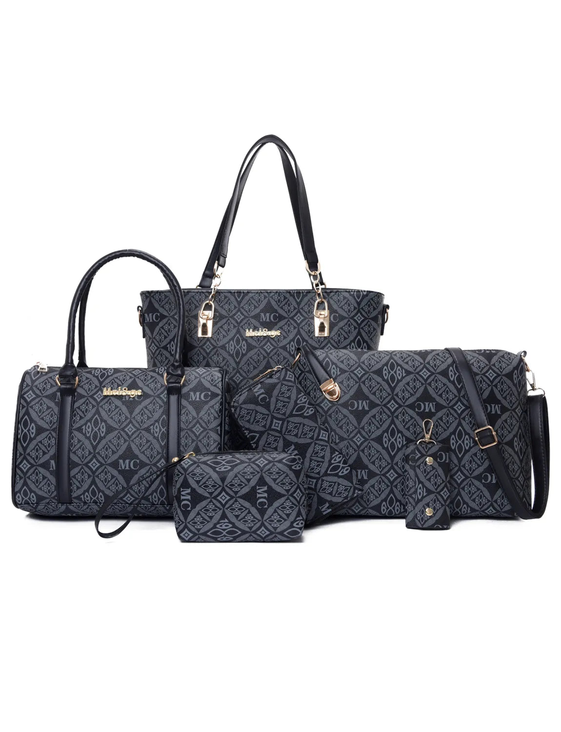 6-Piece Geometric Pattern Bag Set - Ladyez