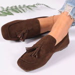 Tassel Accent Suede Loafers