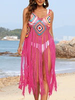 Fringe Spaghetti Strap Cover-Up - Ladyez