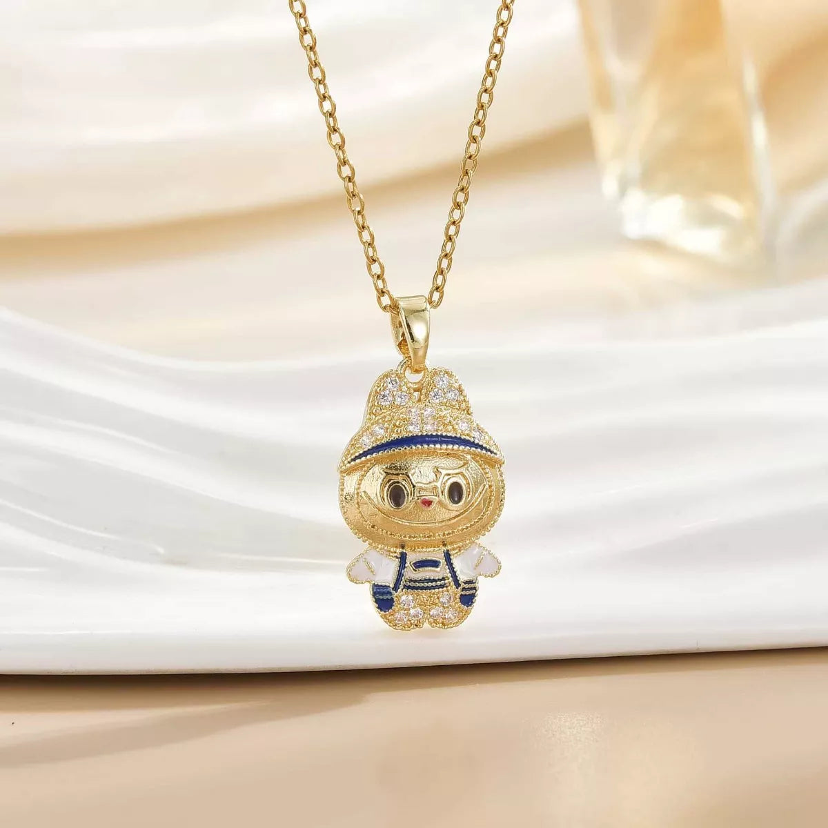 18K Gold-Plated Cartoon Character Pendant Necklace