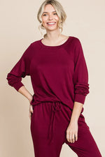Super Lady Round Neck Raglan Sleeve Top and Pants Lounge Set - Ladyez
