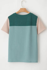 Color Block Round Neck Short Sleeve T-Shirt