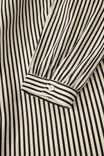 Stripe V Neck Zip Front Cinched High Waist Midi Dress