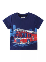 Children's Fire Truck Graphic Short Sleeve T-Shirt