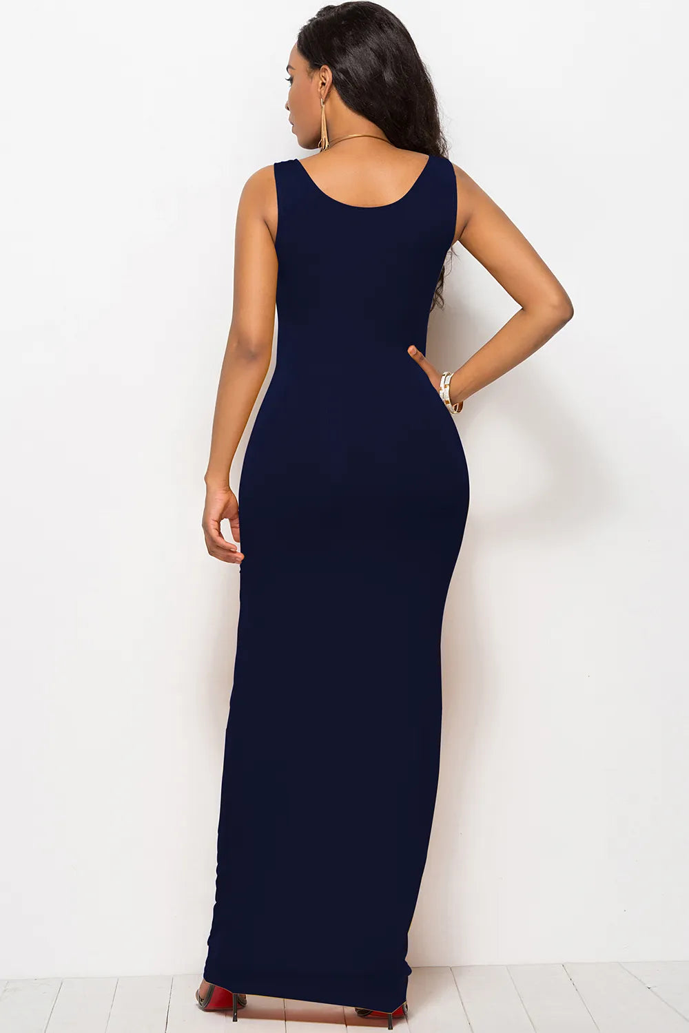 Scoop Neck Wide Strap Maxi Dress - Ladyez