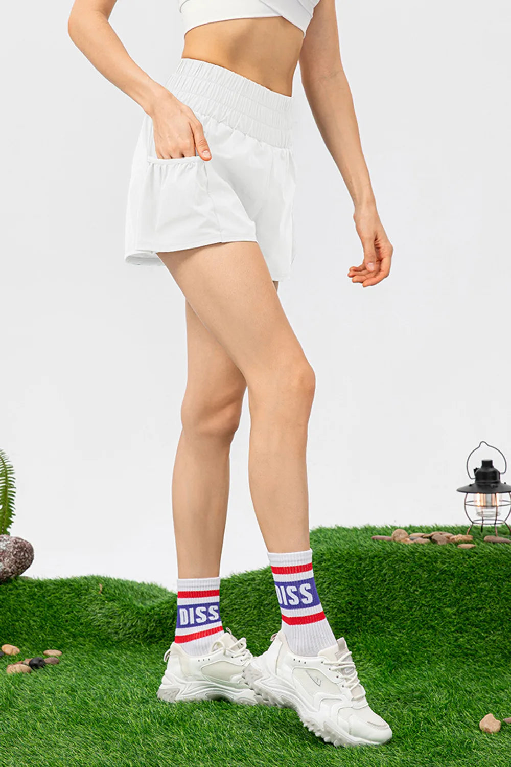 Elastic Waist Pocketed Active Shorts - Ladyez